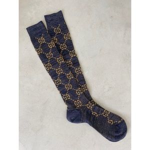 GUCCI
Gg-intarsia Cotton-blend Lamé Knee-high Socks -Saphire